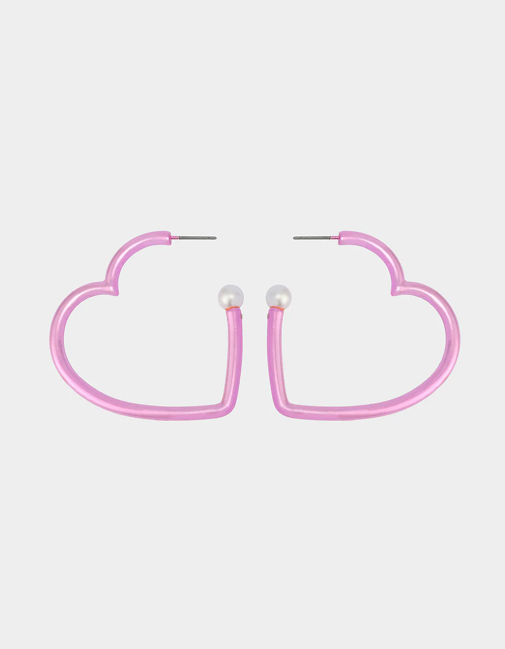 HEART HOOP EARRINGS PINK/WHITE - Image 3