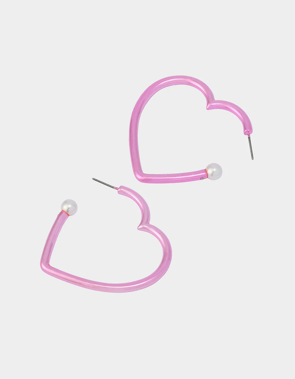 HEART HOOP EARRINGS PINK/WHITE - Image 4