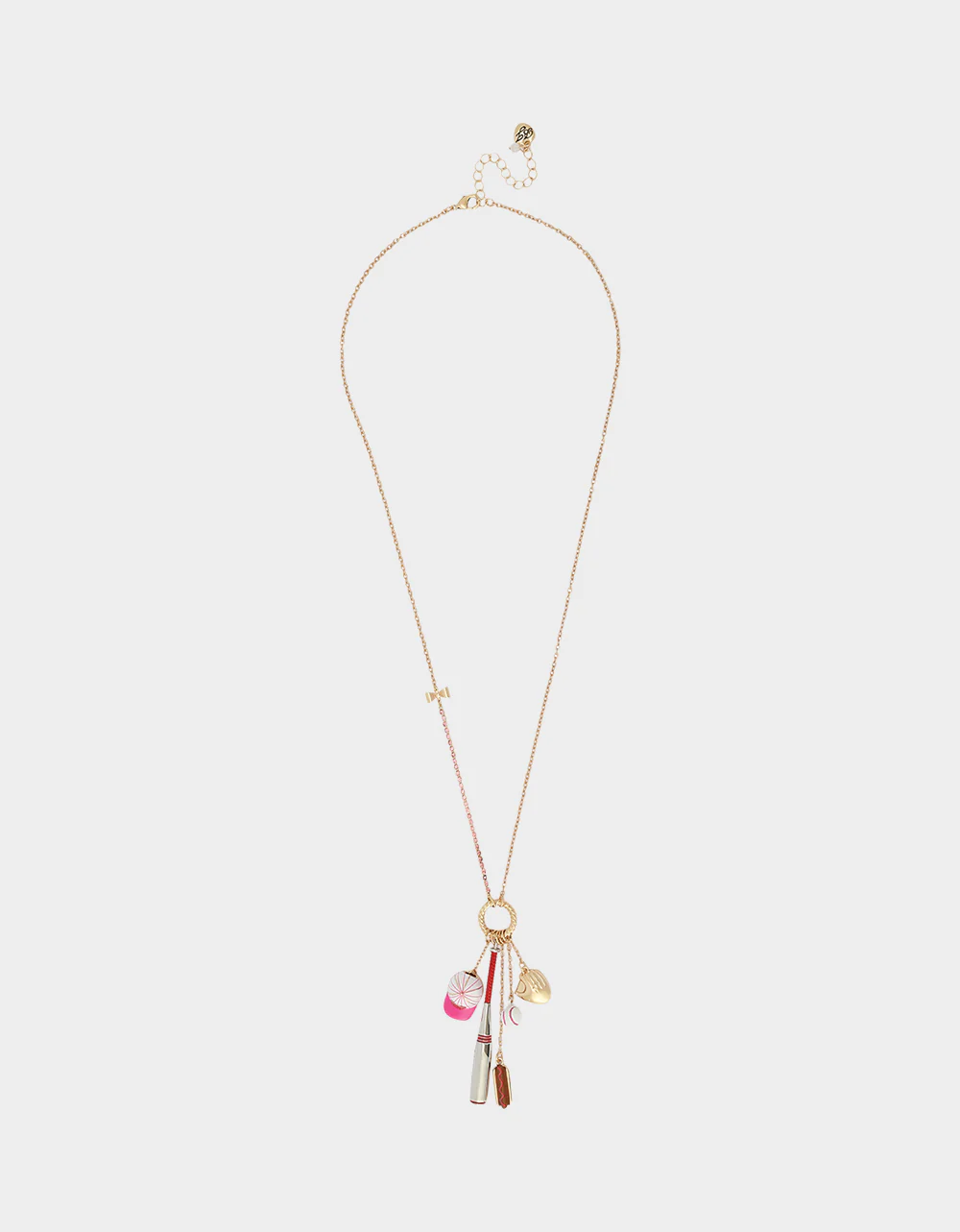 BASEBALL CHARM PENDANT NECKLACE PINK