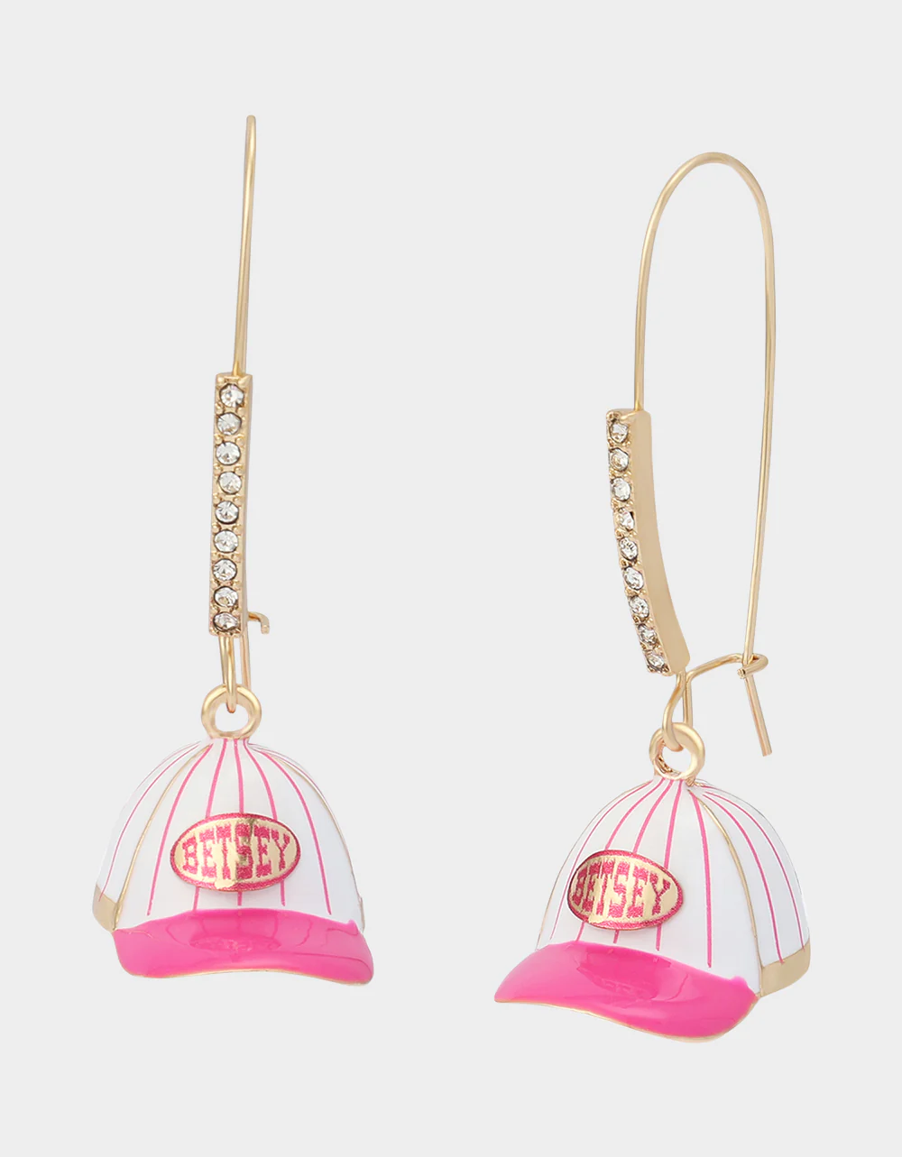 BASEBALL HAT SHEPPARD HOOK EARRINGS PINK