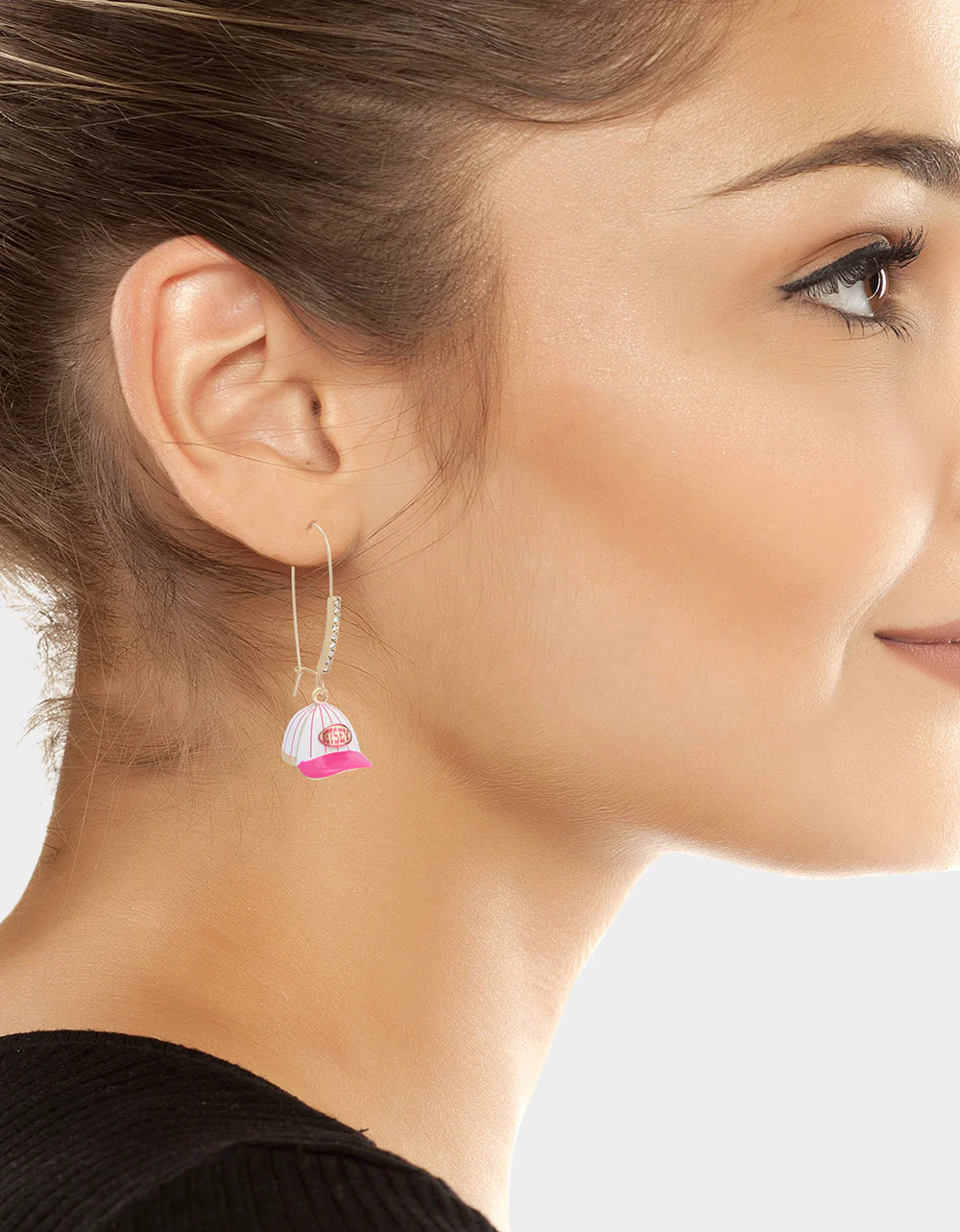 BASEBALL HAT SHEPPARD HOOK EARRINGS PINK - Image 3