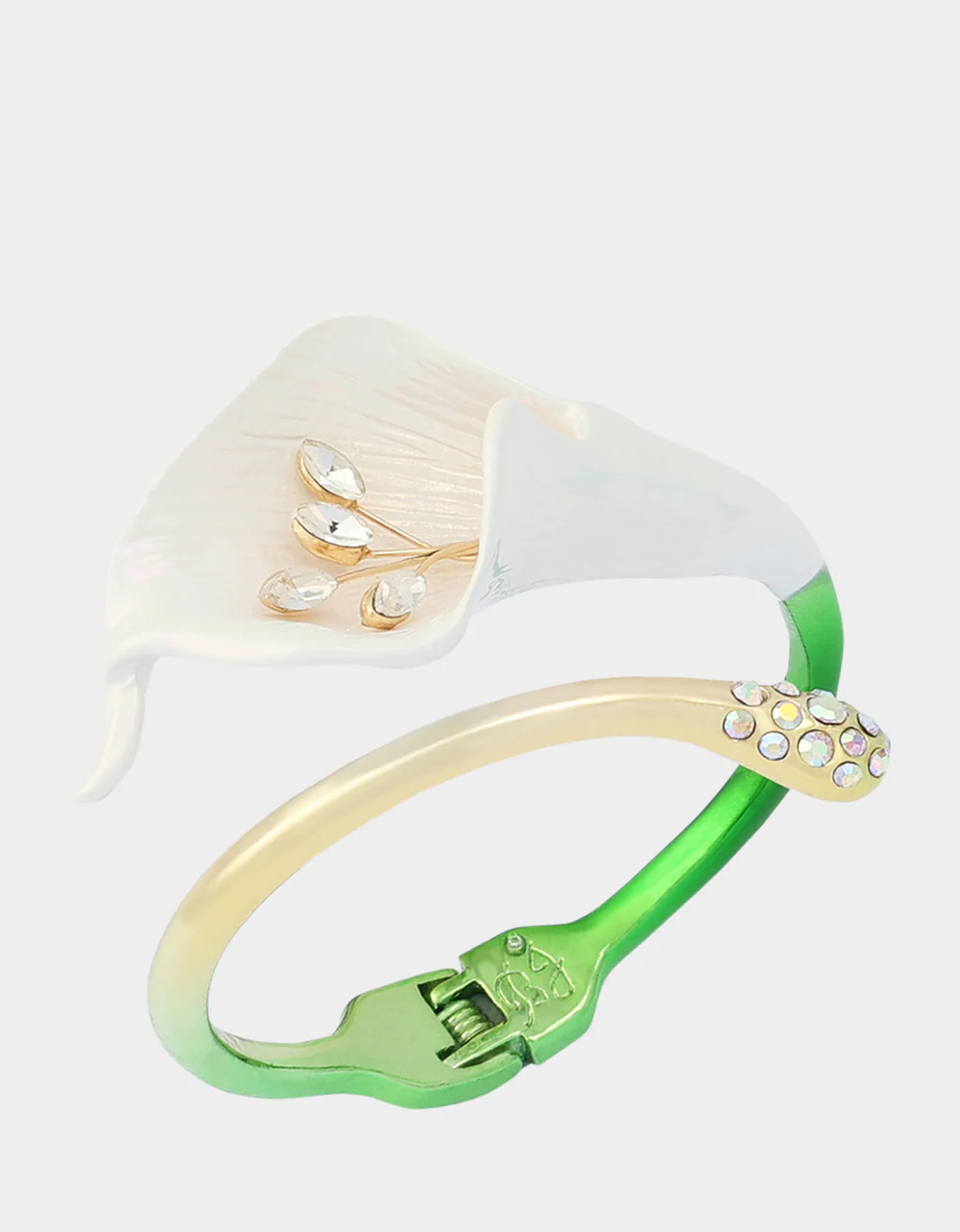 CALLA LILY BYPASS BANGLE BRACELET GREEN - Image 3