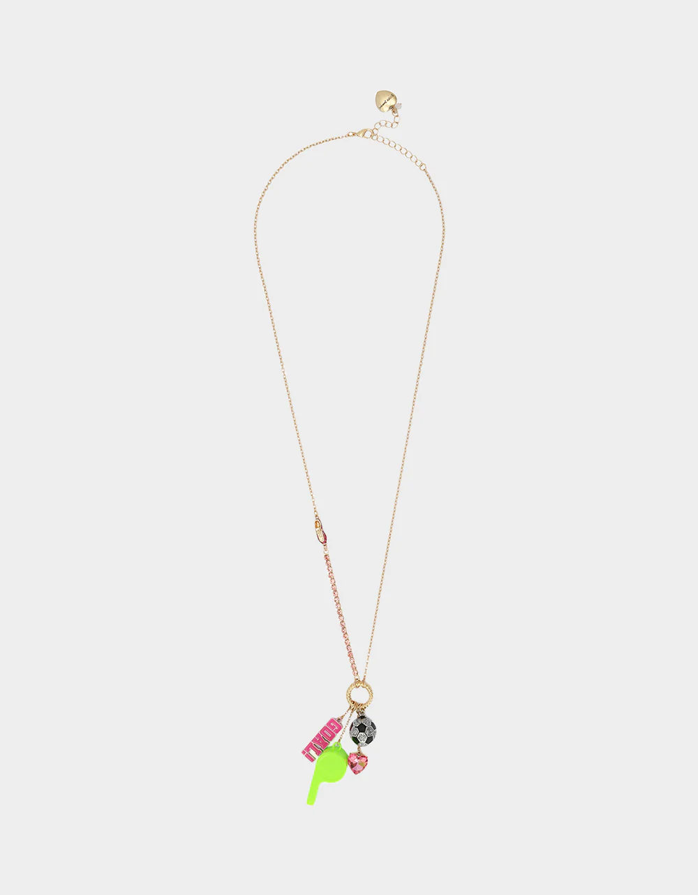SOCCER CHARM LONG PENDANT NECKLACE PINK