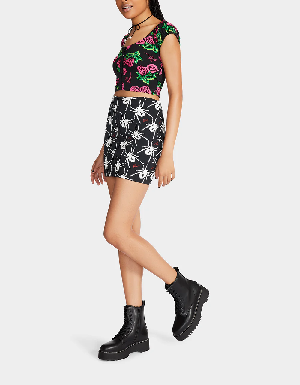 80TH BASH SNAP FRONT MINI SKIRT BLACK/WHITE | RE:LUV - Image 4