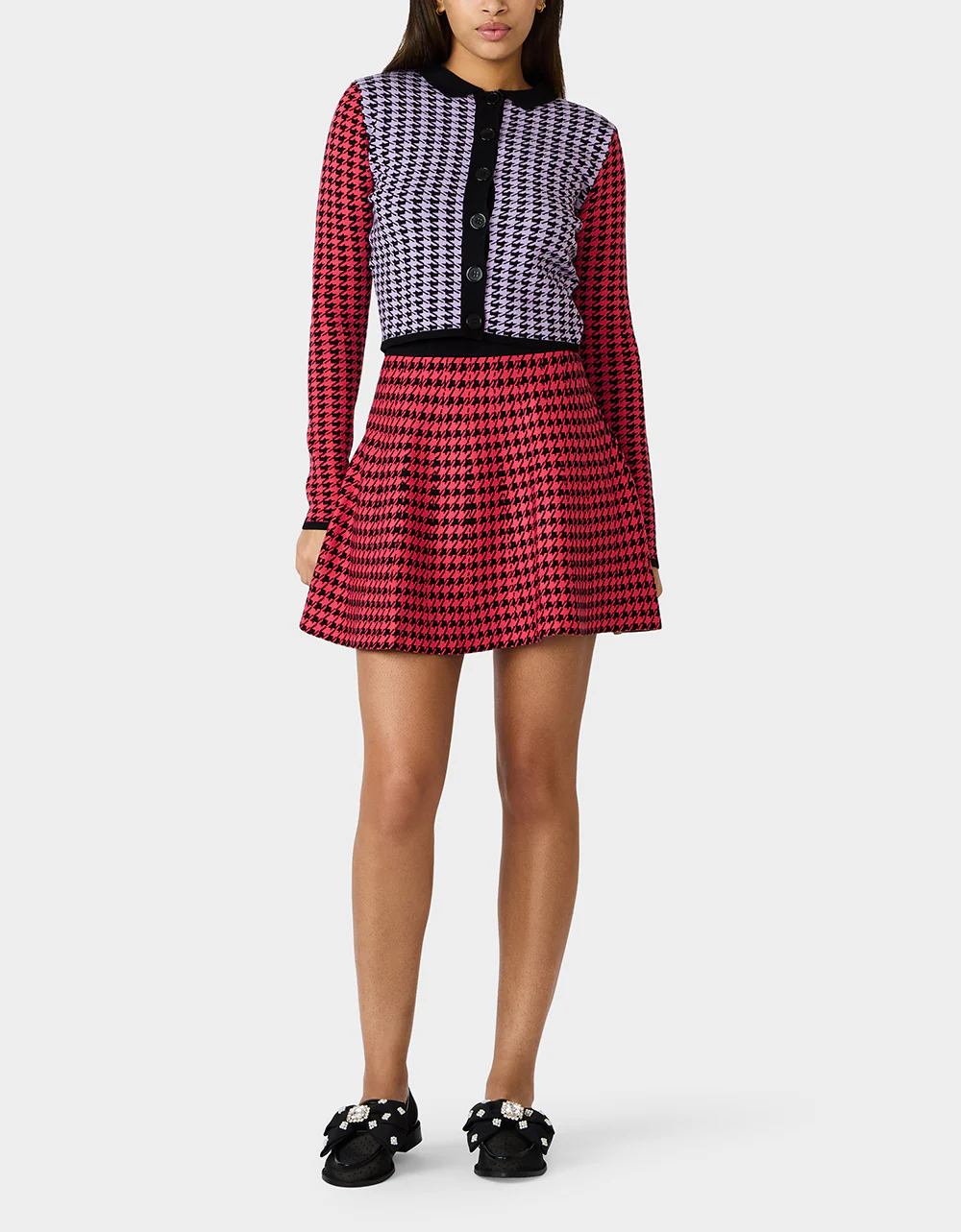 HOT IN HOUNDSTOOTH SET PINK MULTI
