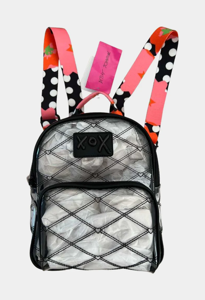Betsey Johnson XOX Clear Black Multi Strap Backpack Bag | RE:LUV