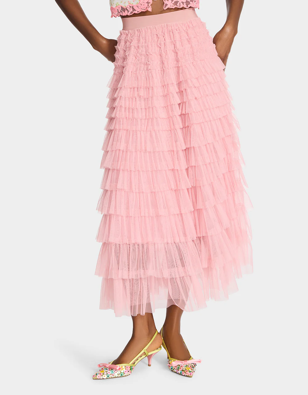 COLETTE TULLE MAXI SKIRT PINK - Image 3