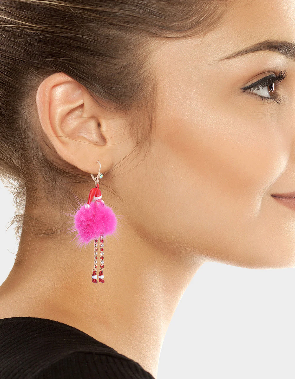 FLUFFY FLAMINGO DROP EARRINGS PINK | RE:LUV - Image 3