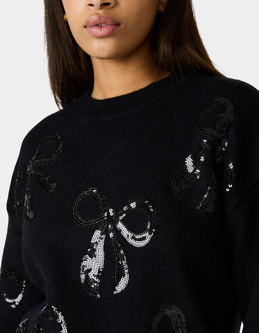 SEQUIN BOW SWEATER BLACK - Image 5