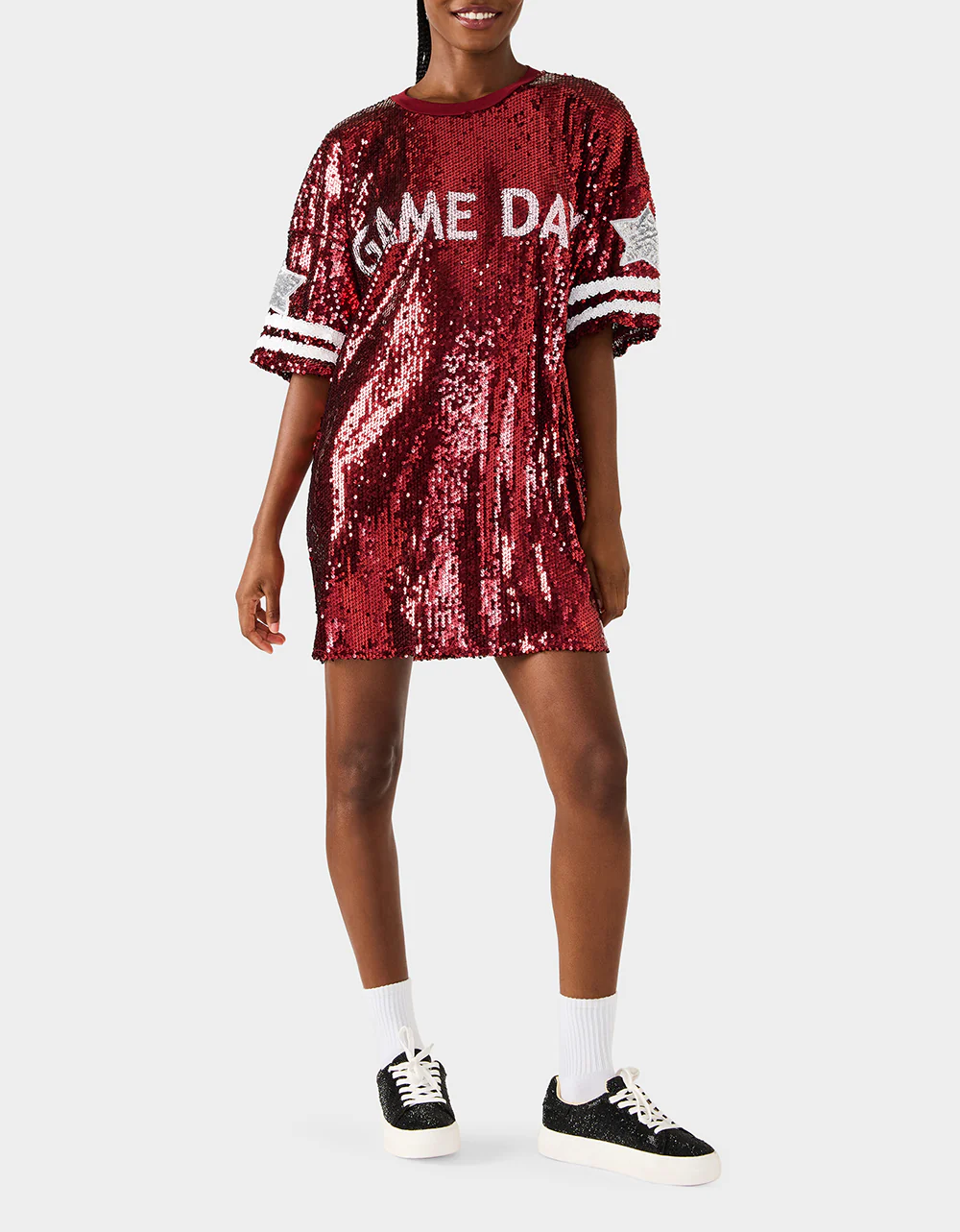 GAME DAY JERSEY SEQUIN DRESS RED - Image 3