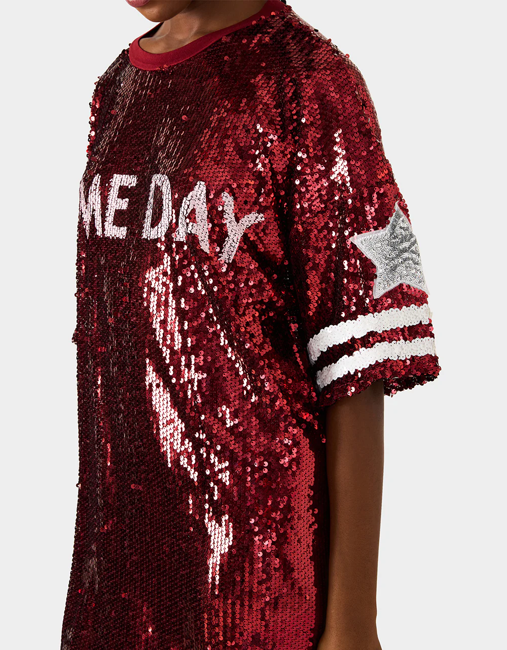 GAME DAY JERSEY SEQUIN DRESS RED - Image 5