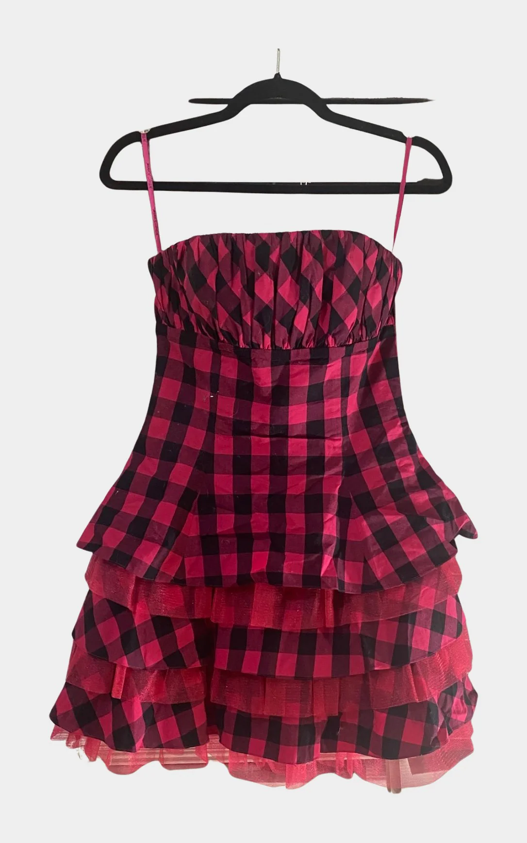 Pink and Black Checkered Mini Dress | RE:LUV