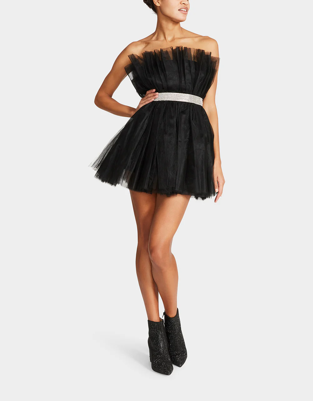 SHOWSTOPPER TULLE MINI DRESS BLACK