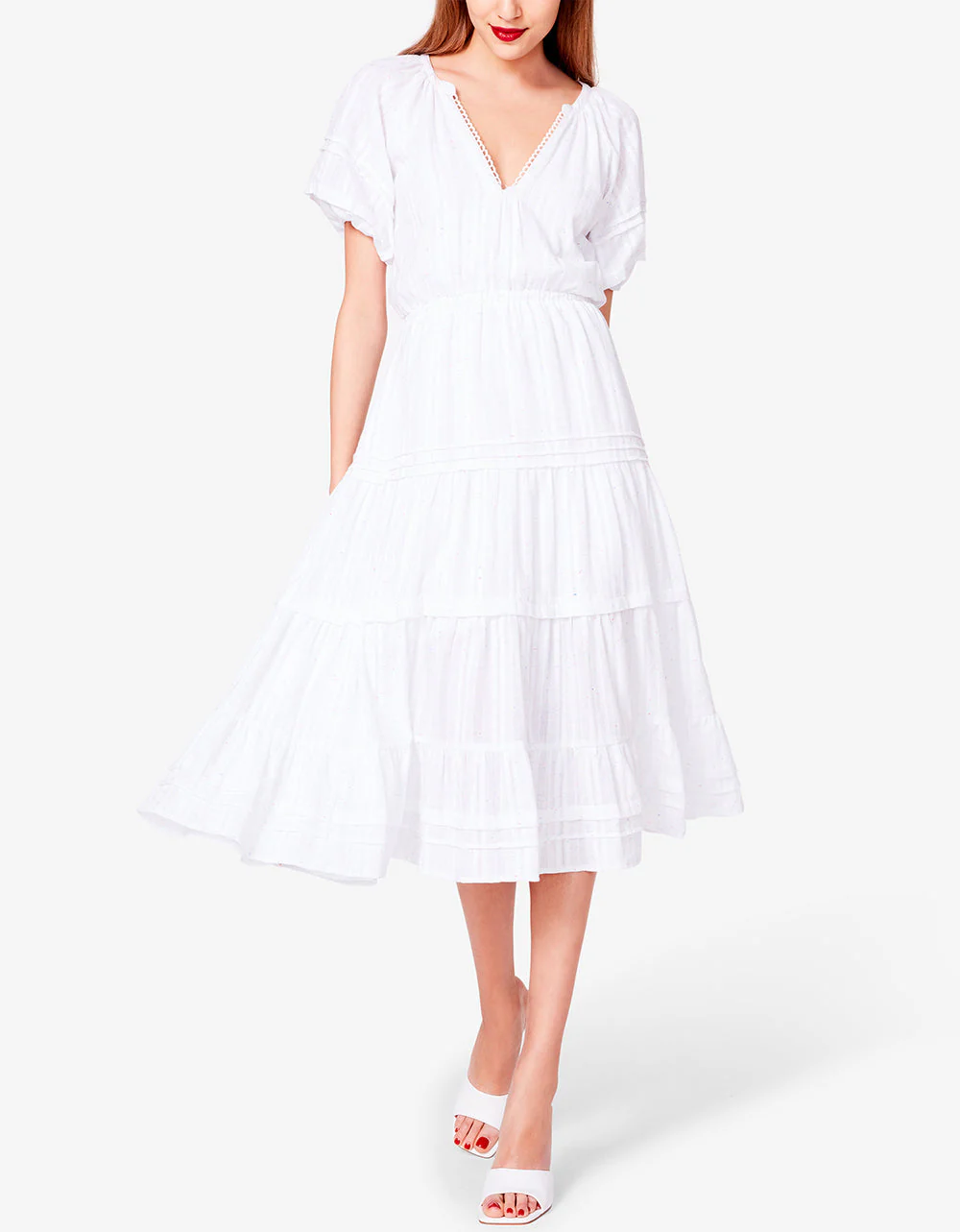 SPECTATOR PUFF SLEEVE MIDI DRESS WHITE | RE:LUV - Image 3